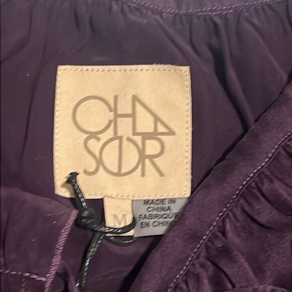 Chaser Purple Long Sleeves Cold Shoulder Silk Top Size Medium NWT - Picture 9 of 11